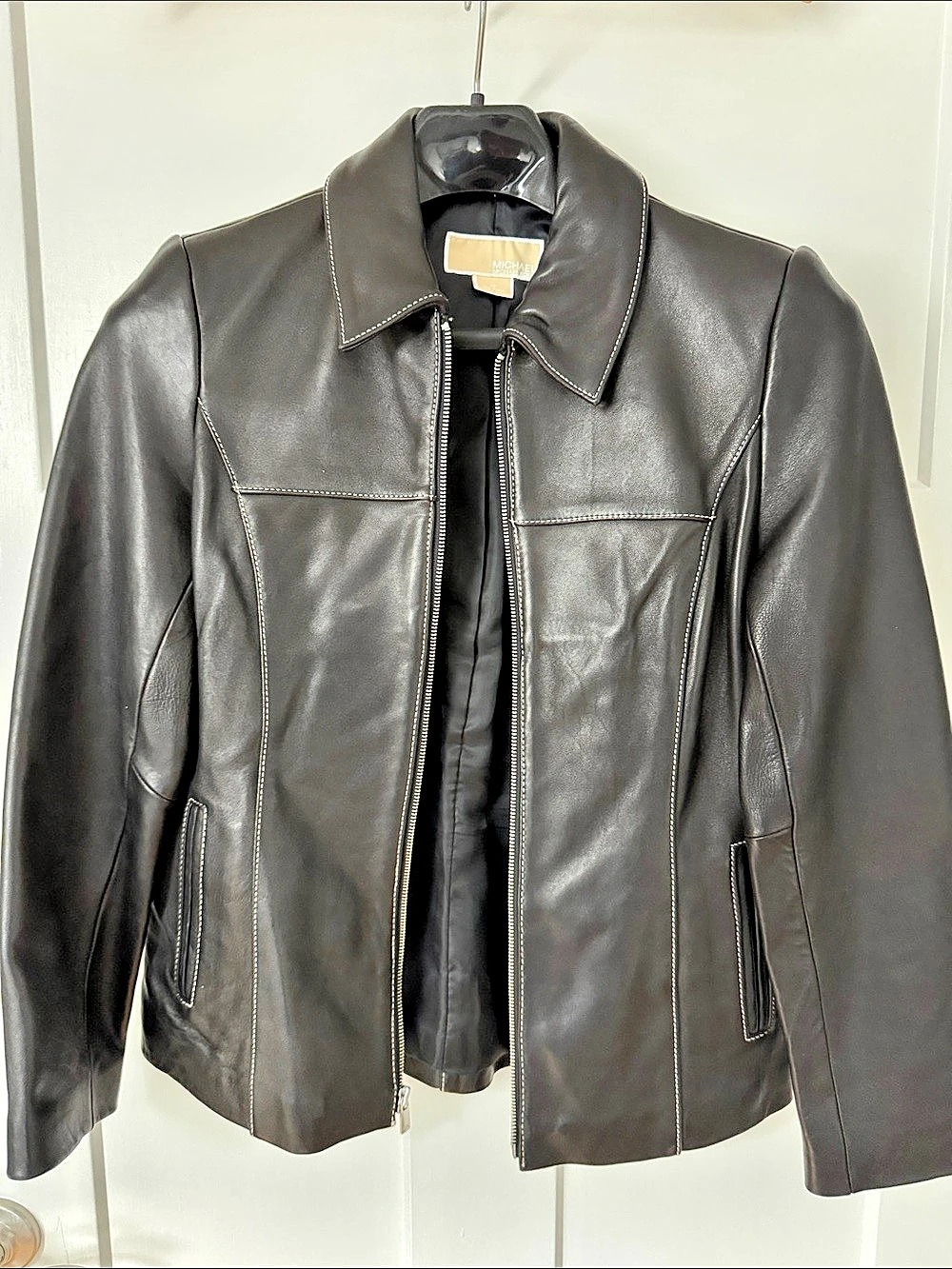Michael Kors Leather Moto Jacket Black Size Small